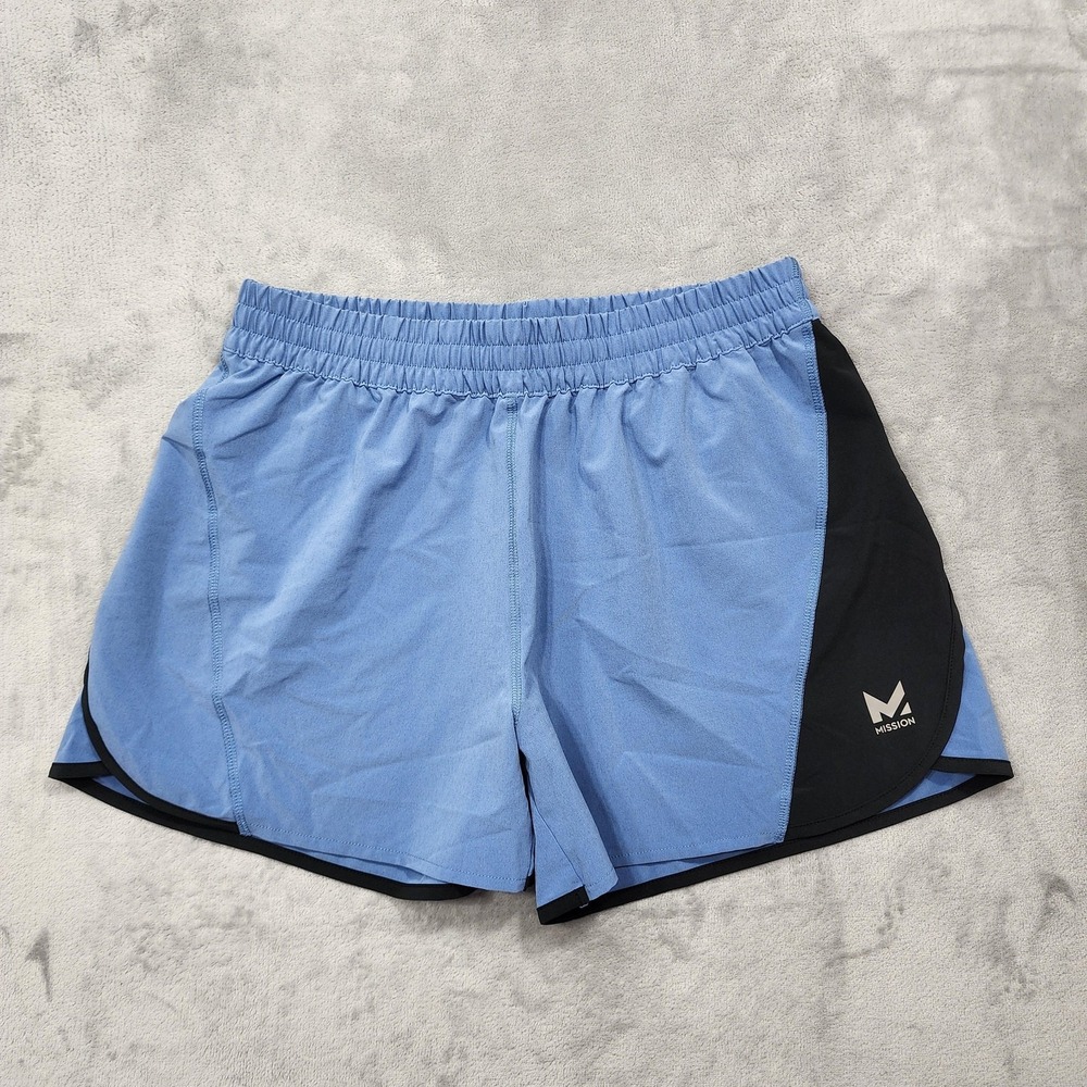 Mission Shorts Womens L Blue Navy VaporActive 3" Running Athletic Quick Dry